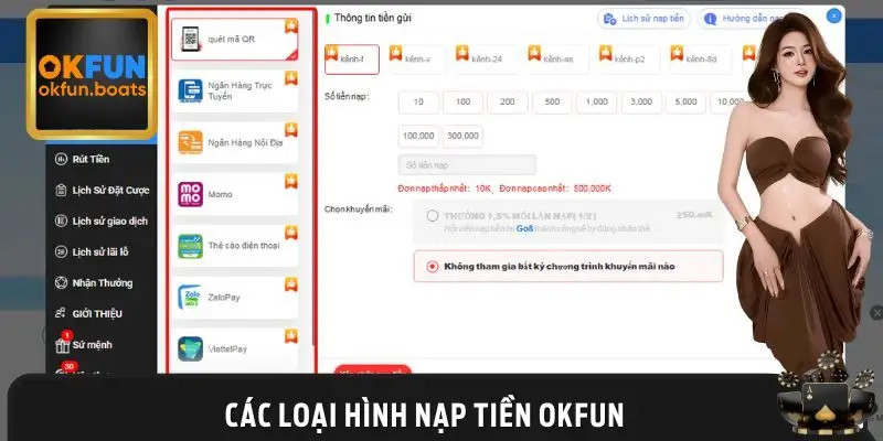 Các hình thức để nạp tiền vào nhà cái chơi cá cược